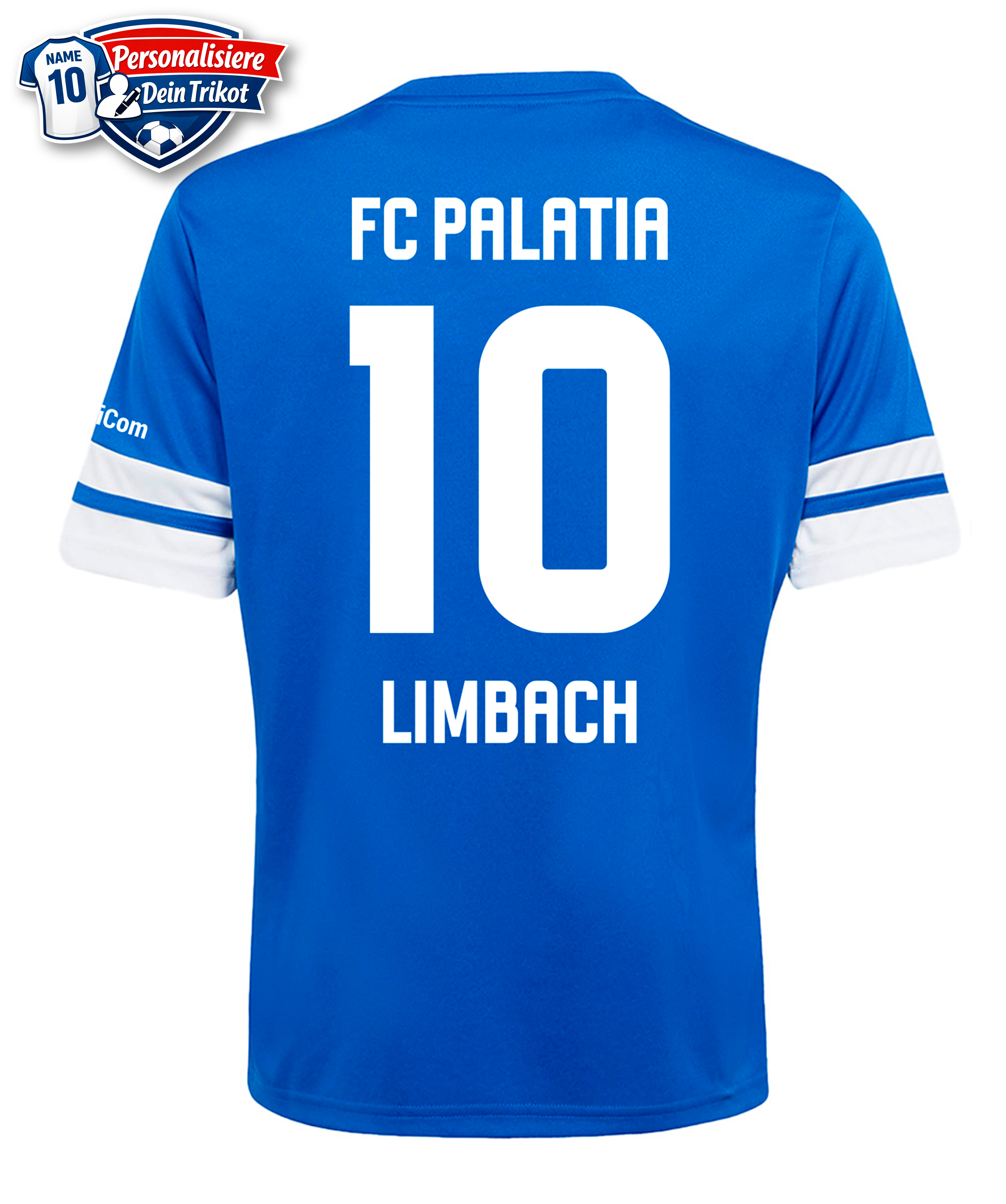 soccer jersey, blue jersey, number 10, Limbach, FC Palatia, Fußballtrikot, Stadiontrikot, Rundhals, Kurzarm, 10-Limbach