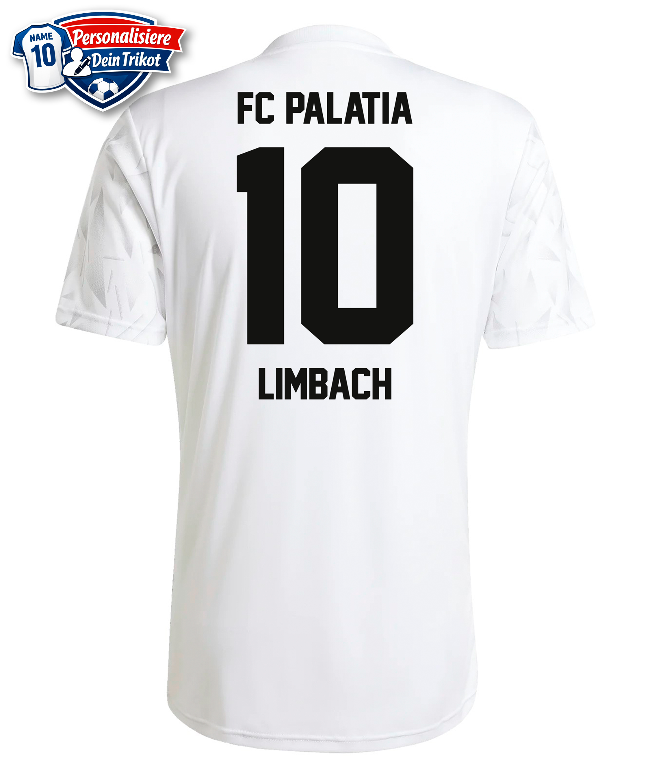 Fußballtrikot, Trikot, Rückenaufdruck, Nummer 10, Limbach, Fußballtrikot, Rückennummer 10, LimBach, weiß, Trikot